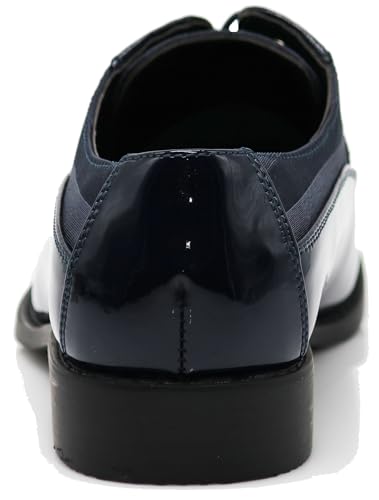 Image of BMY Men's Striped Satin Matching Patent Upper Oxfords Formal Dress Shoes