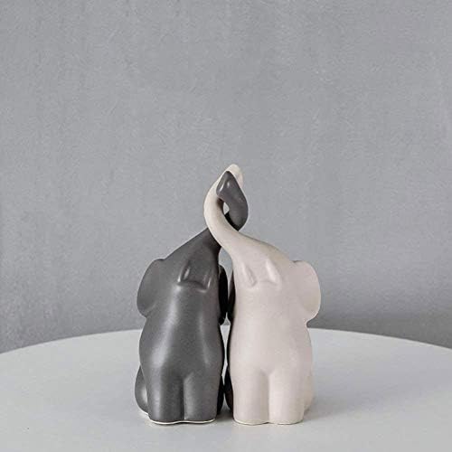 Ceramic Elephant Couples Home Decoration Decorative Home Accessories Loving Pair of Animals Decorative Figurines for Living Room Bedroom Wife Christmas Holiday Set of 2pcs S