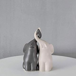 Ceramic Elephant Couples Home Decoration Decorative Home Accessories Loving Pair of Animals Decorative Figurines for Living Room Bedroom Wife Christmas Holiday Set of 2pcs S