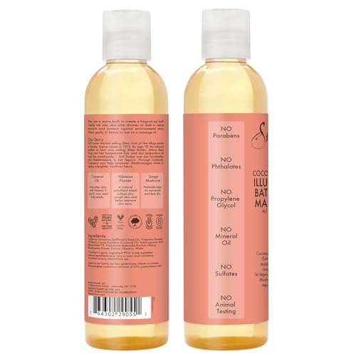 SheaMoisture Bath, Body & Massage Oil, Coconut & Hibiscus, 2-Pack – Illuminating Moisturizer for Dry Skin, 8 Oz Ea - Image 3