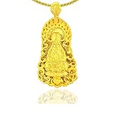 Xusamss Fashion 8K Gold Plated Pendant Guan Yin Buddha Necklace,22inches