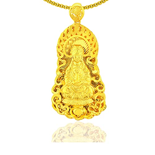 Xusamss Fashion 8K Gold Plated Pendant Guan Yin Buddha Necklace,22inches
