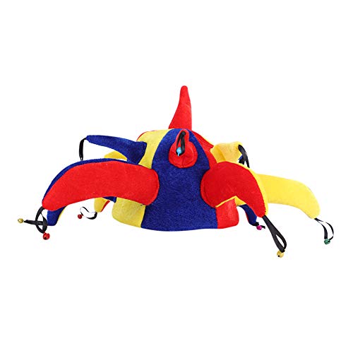 ITODA Halloween Clown Hat Funny Jester Hat with Bells and Foam Nose Pointy Joker Hats Multicolor Party Cosplay Hats Props for Mardi Gras Carnival Halloween Party Decoration - Image 3