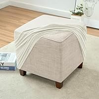 Copripouf In Velluto Elasticizzato - Fodera Morbida Per Poggiapiedi Quadrato 45x45 Cm - Bianco - Foto 10