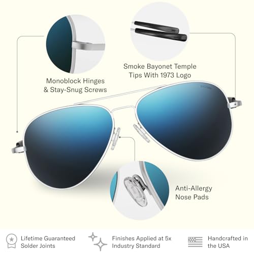 Image of Randolph Eyewear Concorde Aviator Sunglasses for Men and Women - Non-Polarized & Polarized Aviator Sunglasses Made to Last