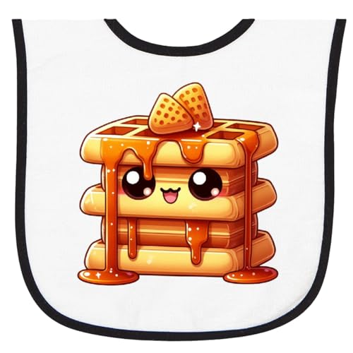 inktastic Kawaii Happy Stack Of Waffles Baby Terry Cloth Bib