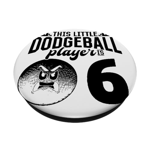 This Little Dodgeball Player Is 6 Years Old Dodgeball Player PopSockets Swappable PopGrip, Black - Image 2