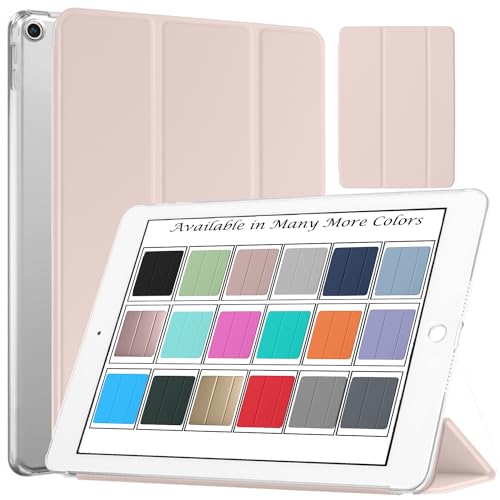 Image of DuraSafe Cases for iPad 9.7 Inch 5 /6 [iPad 5th 6th Gen ] A1893 A1954 A1822 A1823 MRJN2HN /A MR7G2HN /A MR7F2HN /A MP2F2HN /A Trifold Hard Smart PC Transparent Back Cover - Light Pink