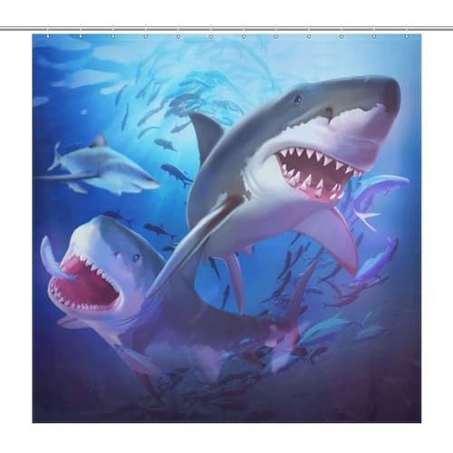 Rideau de douche requin lavable en tissu polyester 183x183cm - 7