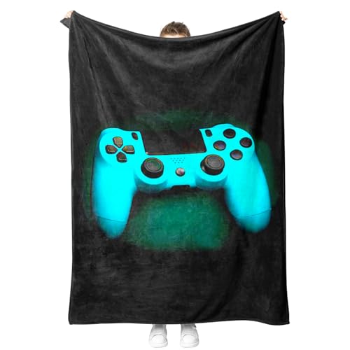 Gamepad Manta de flanela com design de consola de jogos, manta de forro polar, fofa, macia e quente, com design de gamepad em 3D, para adolescentes e adultos, (estilo B, 150 x 200 cm)
