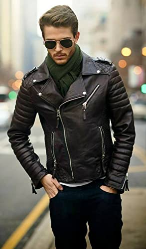 Image of SKADO Genuine Leather Jacket Men Real Leather Jacket Biker Soft Lambskin SlimFit