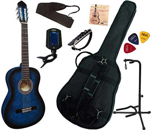 Pack Guitare Classique 4/4 (Adulte) Gaucher Avec 7 Accessoires (bleu) - Les Beatles, Paul McCartney, John Lennon, RIngo Starr, George Harrison Pack Guitare Classique 4/4 (Adulte) Gaucher Avec 7 Accessoires (bleu)