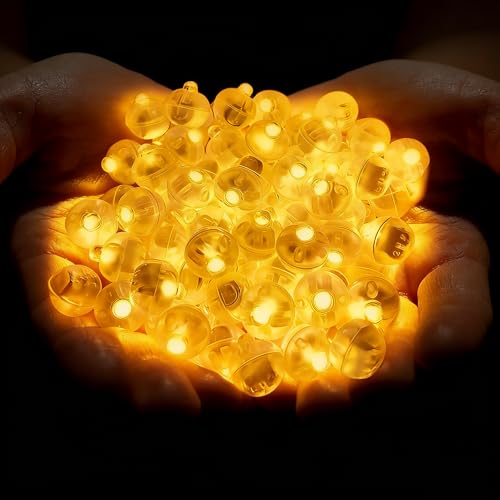 Wcawnlt Mini Luces LED para Globos, 60 Piezas, Redondas para Linternas de Papel, LED Inalámbricas y Reutilizables para Ambiente Cálido Bombillas, Halloween, Fiestas, Navidad, Boda ﻿