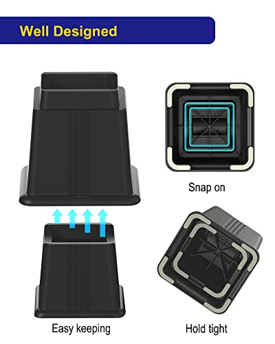 Nachell Adjustable Bed Furniture Risers 12 Pack Bed Lift Risers Elevation In Heights 3, 5 Or 8 Inches Heavy Duty For Caster Wheels Or Posts Of Bed Table Couch, Support Up To 2500 Lbs. (8 Inch, Black) #TOP7