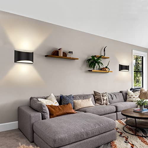 Image of Indoor Wall Sconces | Aluminum Modern LED Wall Lights Hardwired Up and Down Wall Mount Light, Dimmable, Suitable for Bedroom,Living Room, Hallway, Warm White 3000K, 1400Lm (2 Pack)