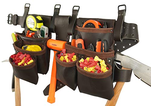 Graintex Od2222:: 10 Pocket Framers Tool Belt Premium Oil Tanned Leather With 2.3/4” Leather Belt For Constructors, Electricians, Plumbers, Handymen #TOP5
