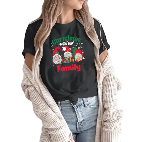 Image of Merry Christmas Family Shirts Plus Size Tops Couple Outfit Tee Parent-Child Short Sleeves Christmas Top