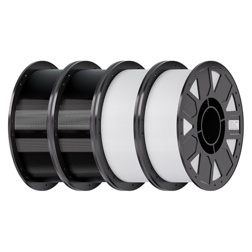 Image of Creality Ender PETG 3D Printer Filament 1.75mm 4KG (8.8lbs), High Precision, Strong Toughness, Odorless, Better Flow, Moistureproof 3D Printing Ender PETG Filament, Black*2 & White*2