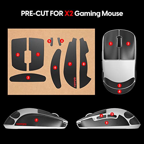 Image of Pulsar Gaming Gears SUPERGRIP Griptape Set for X2H Medium Sweat Absorbing High Performance Anti Slip 3M Adhesive no Residue Mouse Grip Tape Ultra-Thin 0.5mm (0.02in)