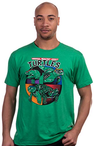 Ann Arbor T-shirt Co. Normal Healthy Adult Turtles | Funny Ninja Humor 90s Teenage Joke Men Women Mutant T-Shirt (Adult, M) Vintage Green