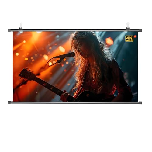 Pantalla de proyección portátil de 60/72 pulgadas HD 4K, enrollable manual 16:9/4:3 para cine en casa y presentaciones miniatura 1