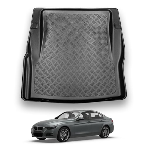 NOMAD BMW 3 Series (2012-2019) [F30] Boot Liner [Saloon Models] Tailored Fit Car Floor Mat Protector Non Slip Waterproof Raised Edges Compatible Custom Fit Accessory Black Dog & Pet Friendly