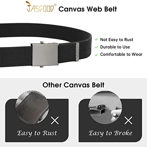 JASGOOD 2 Pack Canvas Web Belt for Men Adjustable Cloth Fabric Military Belt with Metal Buckle4