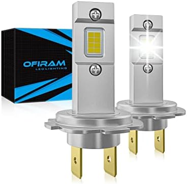 OFIRAM H7 Led Headlight Bulb, 16 CSP Chips 1:1 Mini Size H7 LED Bulb High and Low Beam Fog lights Plug and Play 500% Brighter 6500K Cool White No Adapter Required Halogen Replacement (Pack of 2)
