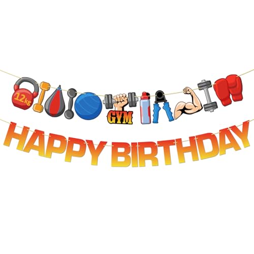 Gym Party Banner, Weight Lifting Party Decorations - Cross Fit Cutout Colorful Banners, Best Gift/Surprised for Man Woman