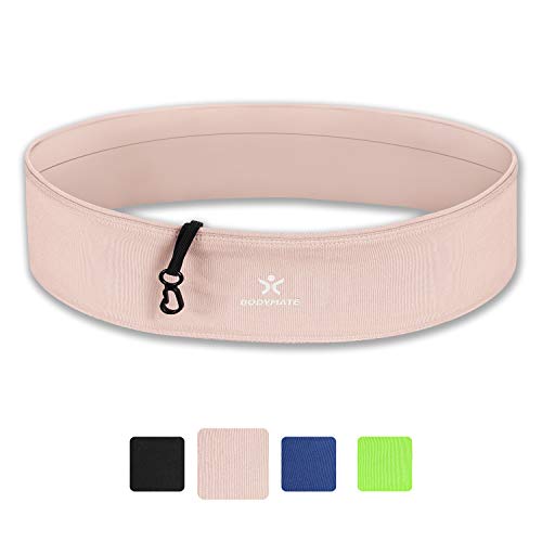 BODYMATE Elastic Running Belt - Rose Gold - S (waistband 66-75cm) - Unisex waist pack safely holds mobile phone, keys, credit card, banknotes