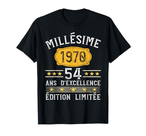 Millésime 1970 Cadeau 54 Ans Homme Anniversaire Humour T-Shirt