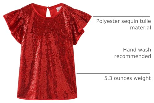 Image of Noomelfish Girls Short Sleeve Sequin Shirts Party Glitter Sparkly Tops Blouse (5-12 Years)