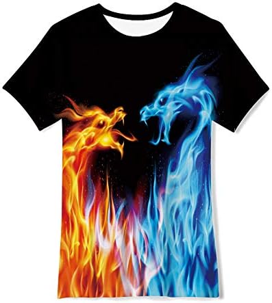 Children Novelty Dragon Print T-Shirt for Daily School 13-14T Boys Girls Carnival Masquerade Tops