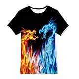 Children Novelty Dragon Print T-Shirt for Daily School 13-14T Boys Girls Carnival Masquerade Tops