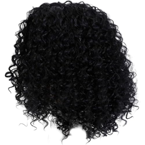 Perruque cheveux humains bouclés courts noire réaliste 13 pouces pour femme noire