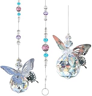 Hisredsun 2 PCS 30mm Hanging Crystal Suncatcher, Crystal Prism Chandelier Decor Rainbow Sun catcher Prisms Window Hanging Prism with a White Silk Bag