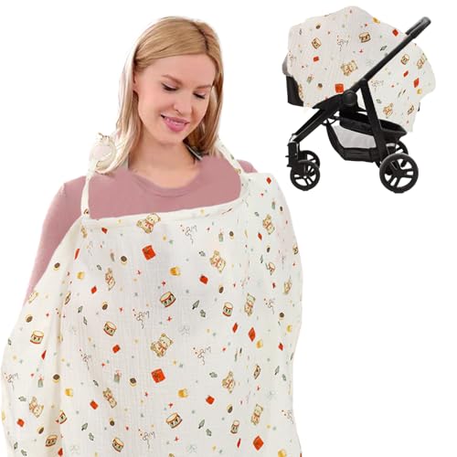 GIEEU Cache Allaitement, Tablier D'allaitement pour Bébé, Cape D'allaitement en Coton Respirant pour Bébé Couverture Douce à 360 °, pour L'allaitement en...