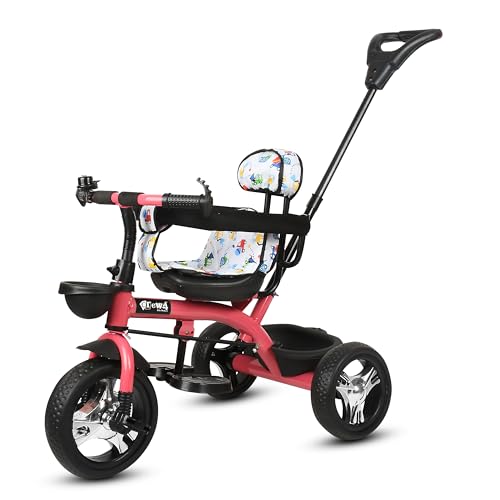 Image of Tricycle 1 Years to 5 Years with Removable Safety Guard and Parental Control Back Side Push Handle with Rubber Tyre for Kid's CR07 (Pink 2)