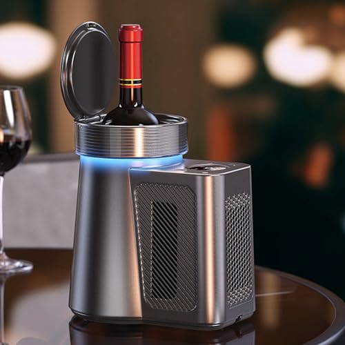 Enfriador De Vino Eléctrico, Ajuste De Temperatura De 2 a 20 °C, Enfriador Portátil Sin Hielo, con Luces LED Y Pantalla Digital, Enfriador De Vino para Una Botella, para Apartamentos, Villas