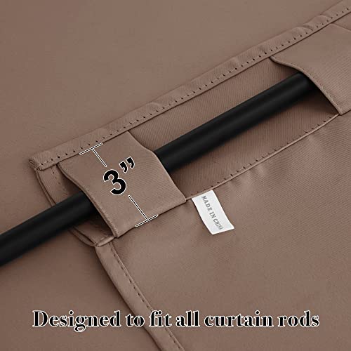 Image of RYB HOME Kitchen Window Curtains - Blackout Privacy Half Window Curtains for Bedroom Bathroom Dining Living Room Cafe Office Short Tiers Drapes, W 34 x L 36 inches, 2 Panels, Mocha