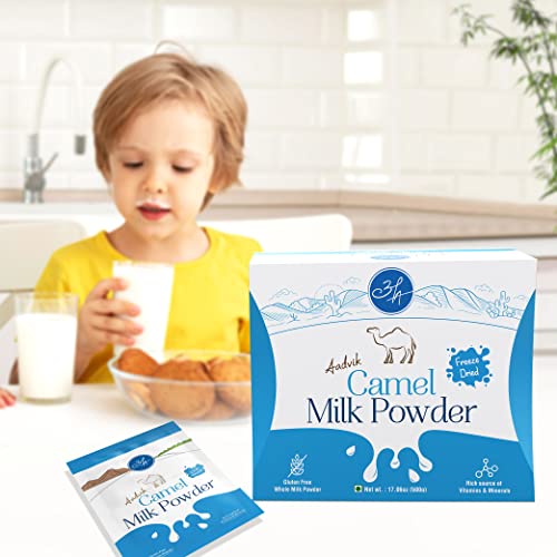 Aadvik Freeze Dried Camel Milk Powder | Pasture Grazed | Pure And Natural | Whole A-Grade Non Gmo Shelf Stable Milk Powder 17.68 Oz | 0.707 Oz X 25 Sachets #TOP5