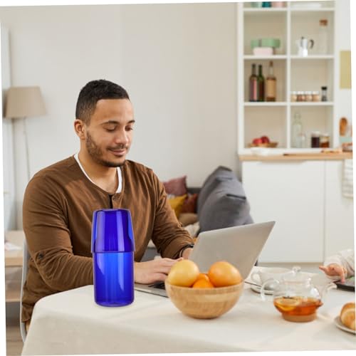 Set de vaso y botella de vidrio color azul miniatura 5