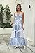 ABYOVRT Women Floral Maxi Dress Spaghetti Straps V Neck Patchwork Flowy Boho Sundress Tiered Long Dresses (Blue,L)