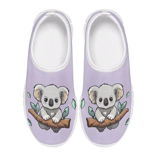 Doojoayie Purple Koala Tennis Shoes for Girls Slip On Shoes Size 12.5 Little Kids Novelty Bowling Shoes for Young Kids Outdoor Active Play Sneakers as Present for Friends