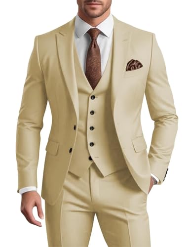 3 Piece Suit Men Slim Fit Suits for Men Wedding Groom Formal Business Suit Two Button Dinner Prom Tuxedo