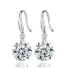 FINE&FOOK S925 Sterling Silver Naked Drill Chandelier Zirconia Diamond Hook Dangle Earrings,9mm