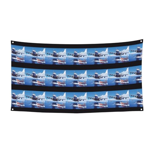 MINDBBDFJ America Warplane Ocean Print Banners And Signs For Outdoor/Indoor,Personalized Banner Customizable Parties Halloween Banner (180x90cm)