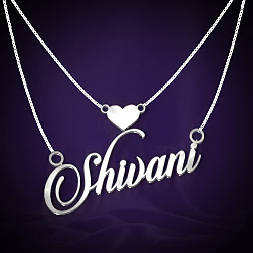 Image of Shivani Cursive Gold & Silver Name Pendant Necklace, Best Jewelry Gift for Girls.