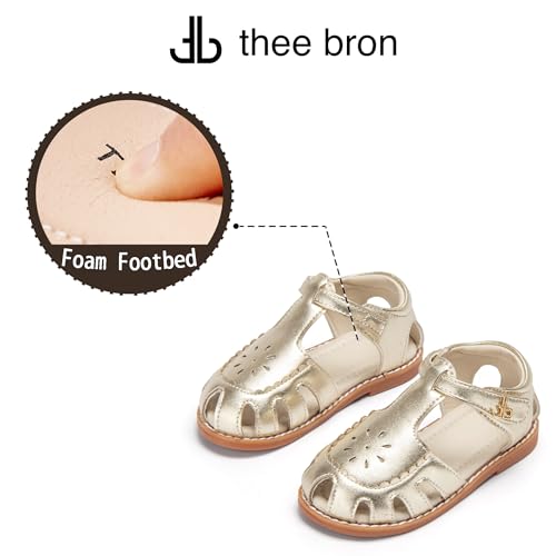 Image of THEE BRON Toddler Girls Closed-Toe Sandals Sweet Retro Cutout Summer Dress Shoes