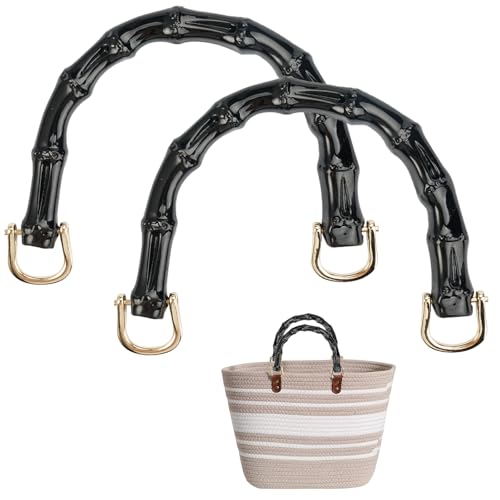 2 Piezas Corta Asas para Bolsos Materiales para Hacer Bolsos, Asa para Bolso Crochet, Bolso de Mano y Bolso de Cuero, O Asas de Bolsos en Forma de Bambú con Hebilla ,Accesorios de Recambio de Bag